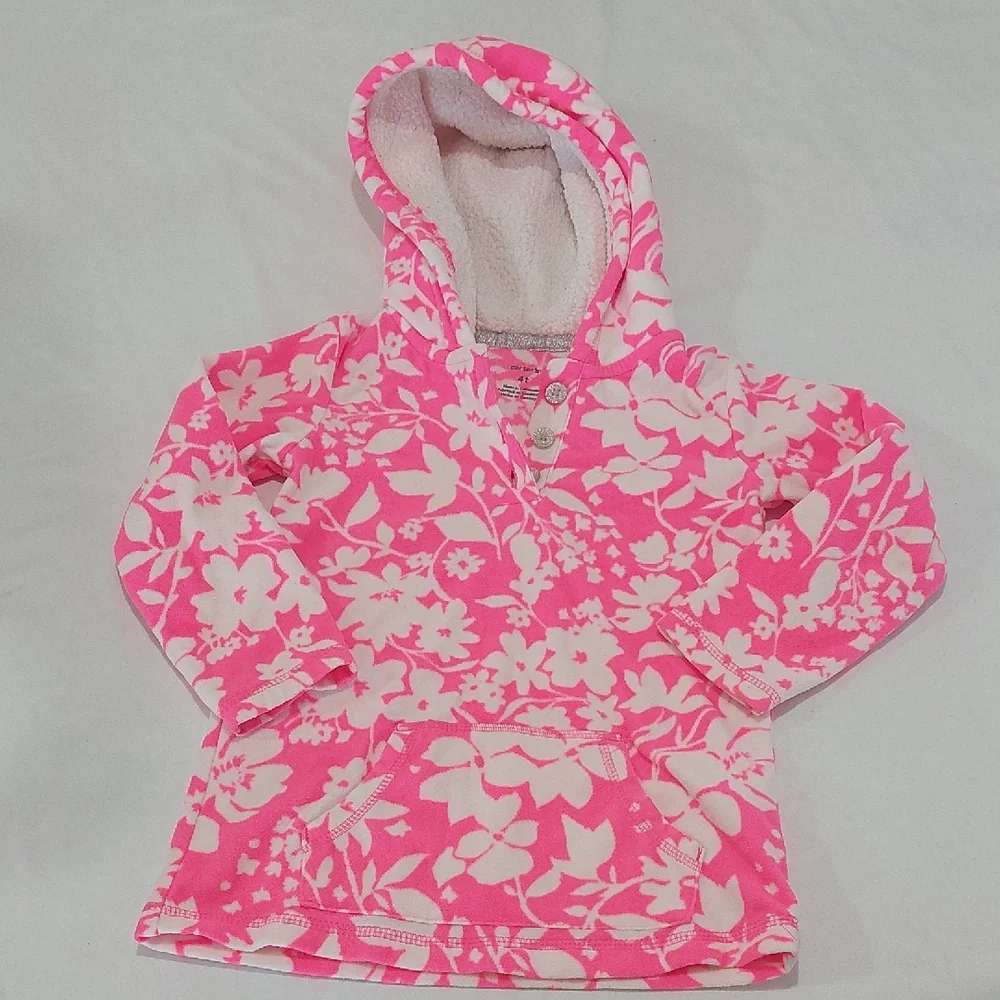Carter's Bright Pink and White Floral Jacket.Fleece